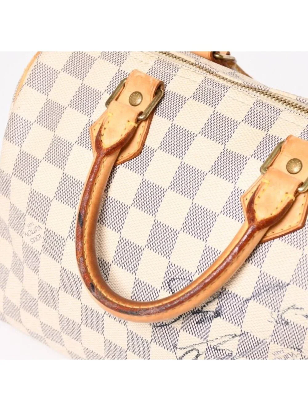 Louis Vuitton Handbag Speedy 25 Damier Azur White Navy
